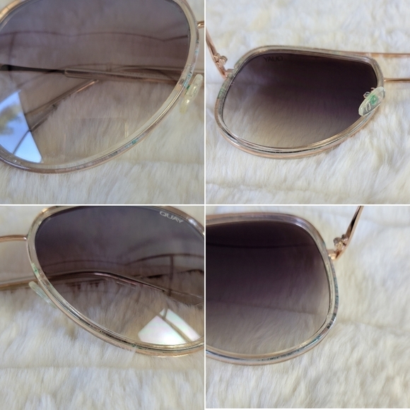 QUAY // ltd ed oversized clear gold frame brown gradient lens aviators flaw main image 13